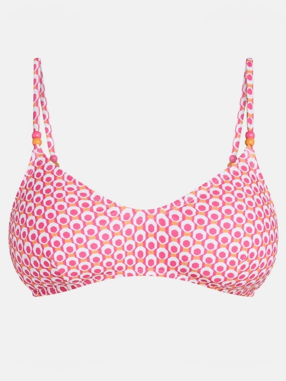 NWT: No Boundaries Geo Jam Bralette Bikini Top Size Large Pink Geometric Beaded